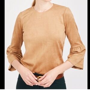 NWOT J. McLaughlin Keaton Faux Suede Bell Sleeve Top Large